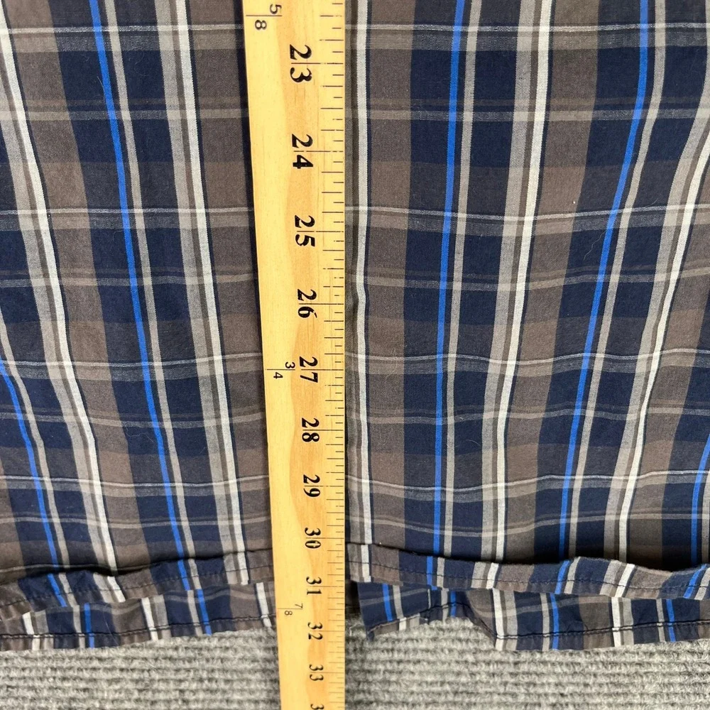 North‎ Face Plaid Button Down Shirt Long Sleeve Outdoor Hiking Blue Brown L Mens